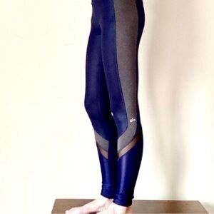 ALO Yoga Midnight Blue and Charcoal Leggings